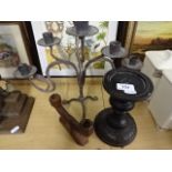 3 various candlesticks / candelabras