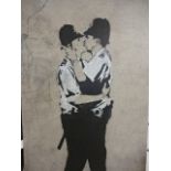 Banksy canvas print 'Kissing policemen' (30 x 44)cm