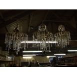 3 Brass & Glass Chandaliers