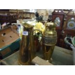 Brass Jug , Vase & vase with artificial flowers