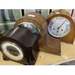 3 key wind mantle clocks including a Bakelite Smiths with pendulum no key, Enfield with key and