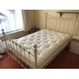 White Painted Metal Framed Bed with matress 52 inches wide