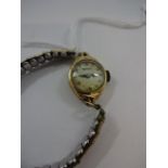 9Ct gold cased Rotary ladies wristwatch on elastic strap