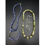 Agate stone necklace, lapis stone necklace & bracelet plus silver bracelet