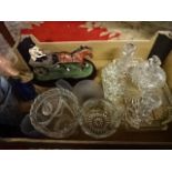 Box of glassware to include art deco vanity set