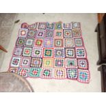 Small Hand Knitted Rug , Throw , Blanket 3 ft x 32 inches