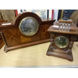 2 wooden mechanical mantle clocks with keys