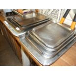 17 Stainless steel & 1 alloy trays various sizes ( butchers shop clearance )
