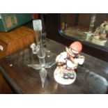 Vintage Friedel Figure and glass bud vase with mouse climbing it ( has been broken & glued , not