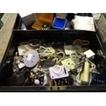 Quantity of costume jewellery in tin box