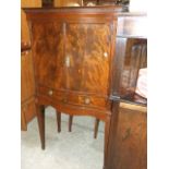 Bow Front Cocktail / drinks cabinet on tapered legs