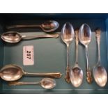 7 silver spoons: Set of 4 (1975), Pair (1947) and two singles (1980 and 1947) all stamped R.P.G.C (
