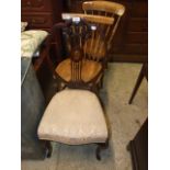 Edwardian Chair & 2 stick back kitchen chairs