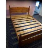 Pine Double Bed no mattress 143 cm wide