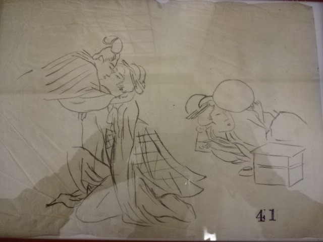 8 vintage oriental erotic art drawings on rice paper (32 x 23)cm - Image 5 of 5