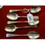 Set of 5 silver teaspoons, London, 1819, 68g