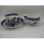 Wedgwood willow pattern part dinner service, around 45 pieces plus a few other pieces of blue and