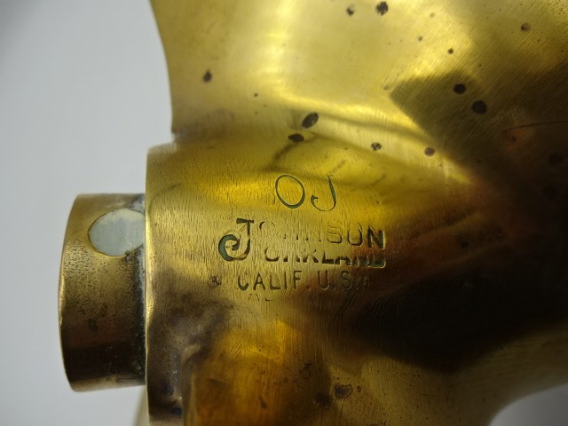 Brass propeller, Johnson Oakland California USA, 23cm diameter - Image 2 of 3