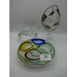 3 pieces of glass to include Starglass UK egg glass, 4 segment dish and lidded pot