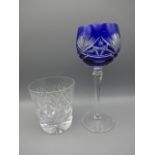 4 decorative hock glasses plus 6 whiskey tumblers