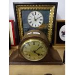 Mantle clock with key and glass fronted wall clock