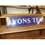 Vintage Enamel Lyons Tea Sign 27 x 7 inches