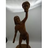 Hand carved wooden tribal figure, 46cm tall