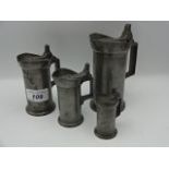 Set of 4 pewter measuring jugs marked 'Albert'