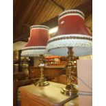 Pair Brass Table Lamps