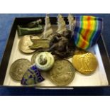 3438 PTE L. Pease, York HRS WW1 medal plus various coins, badges etc