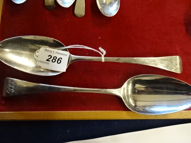 Pair of silver serving spoons 1787 and 1815, London 100g