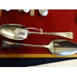 Pair of silver serving spoons 1787 and 1815, London 100g