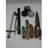 Quantity of tape measures, letter openers and knives