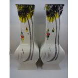 Pair of Shelley hand painted vases, 34cm tall (slight nibbles to base)