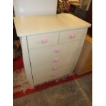 Modern 2 Short over 4 long Chest with pink knobs
