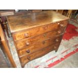 Early Victorian Oak 4 Draw Chest of Drawers
