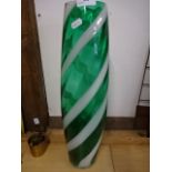 50cm tall glass 'candy stripe' vase in green