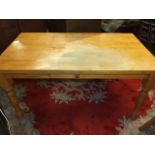 Hardwood Rectangular Kitchen Table with Drawer & 4 stick back chairs 5 ft long 34 inches wide 30