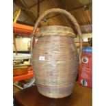 Wicker basket with lid and carrying handle