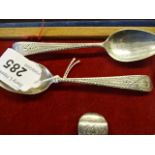 2 Newcastle silver tea spoons matching in design to previous lot, unknown year, 23g