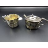 2 silver pieces, condiment pot, Barker brothers of Chester 1908-1926 with London 1896 spoon, and jug