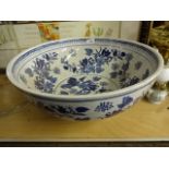 Large blue and white bowl, 45cm diameter