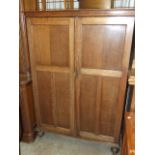Oak 2 Door Wardrobe with compartments to right hand side 42 inches wide 62 1/2 tall