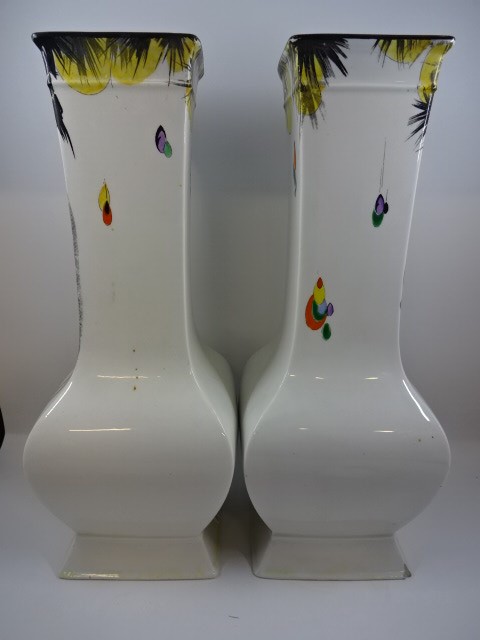 Pair of Shelley hand painted vases, 34cm tall (slight nibbles to base) - Image 2 of 6