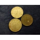 1940, 1941 and 1942 German coins bearing the Nazi Swastika