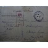 Book of around 35 WW1 postcards mostly addressed to a Dersingham, Kings Lynn address