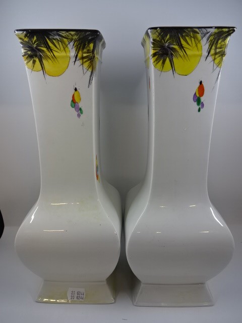 Pair of Shelley hand painted vases, 34cm tall (slight nibbles to base) - Image 3 of 6