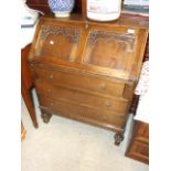 Vintage Oak Bureau with drawers below 30 inches wide