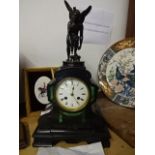 Slate mantle clock with key and pendulum