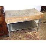 Large Butchers Block on stainless steel frame ( butchers shop clearance ) 4ft x 2ft